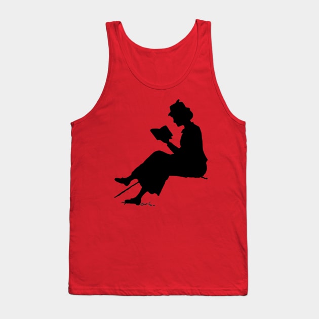 Reading outdoors: late Victorian - era silhouette of woman with book Tank Top by gumbogirlonline